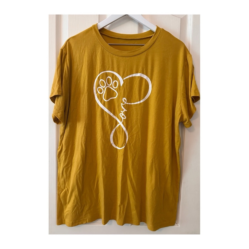 Mustard Yellow Paw Print T-Shirt